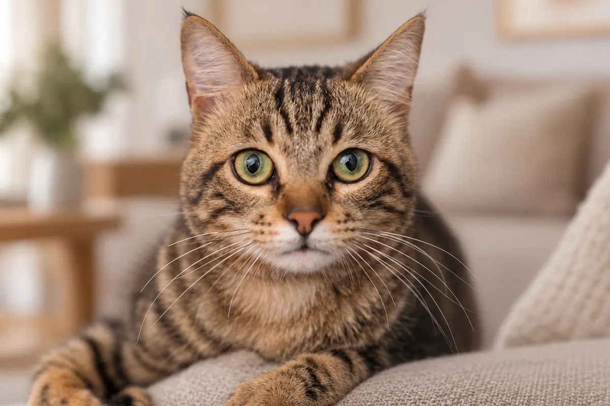 A photo of a tabby cat